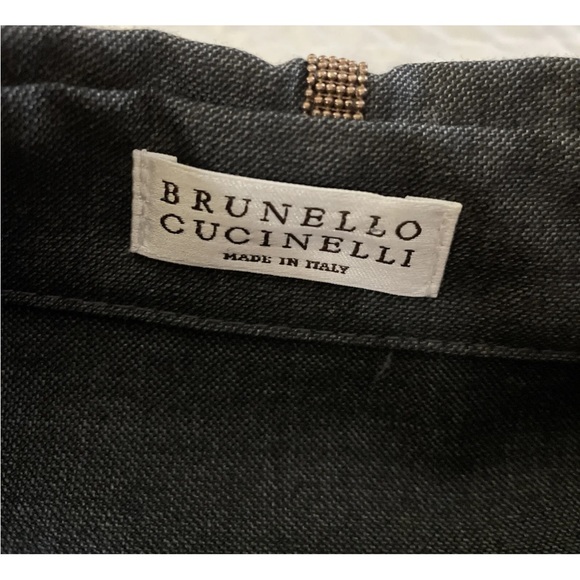 BRUNELLO CUCINELLI Denim Belted Wool Shirtdress in Anthracite $2895 - Picture 9 of 13